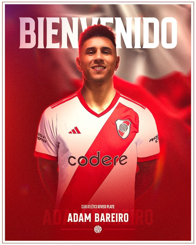 La presentación del paraguayo Adam Bareiro como jugador de River Plate de Argentina.