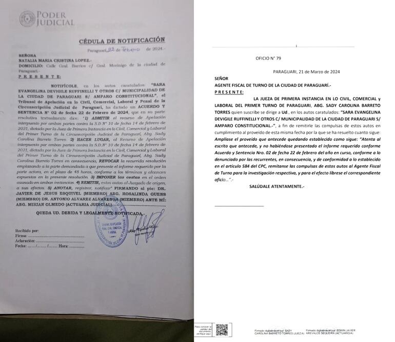 Denuncia por desacato judicial presentada en contra del intendente de Paraguarí, Marcelo Simbrón (ANR).