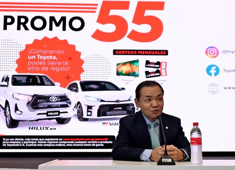 Marcelo Toyotoshi, CEO del Grupo Toyotoshi, durante la conferencia en la que dio a conocer la “Promo 55 años”.