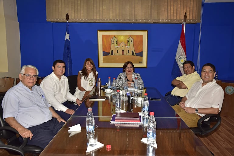 Reunión del Bloque Democrática en el planta baja del Senado. Estuvieron presentes: Ignacio Iramain (PEN), José Oviedo (CN), Celeste Amarilla (PLRA), Esperanza Martínez (FG), Sergio Rojas (PLRA) y Eduardo Nakayama (exPLRA).