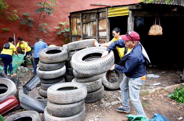 Las cubiertas son consideradas  como criaderos de lujo de los mosquitos aedes. Las gomas abundan en las calles de  Gran Asunción  actualmente.