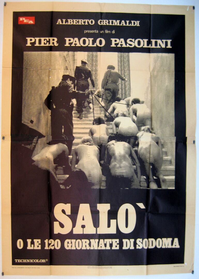 Afiche italiano de "Salò o le 120 giornate di Sodoma" (1975), la última película de Pier Paolo Pasolini