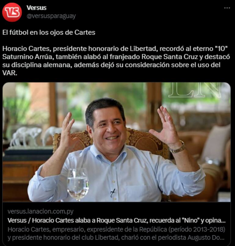 Los propios medios de comunicación del Grupo Cartes se refirieron a Horacio Cartes como presidente honorario del Club Libertad en varias oportunidades. Ahora, Rubén Di Tore, pretende negar esta vinculación.