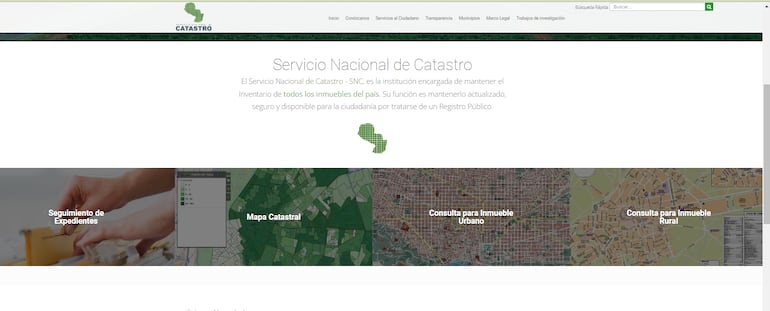 Servicios para soliciar información de inmuebles del Servicio Nacional de Catastro.