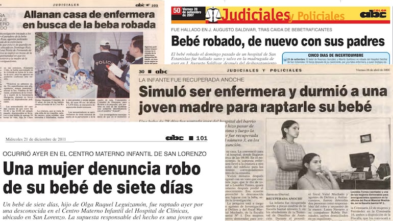 Suman y siguen los casos de robo de bebés en nuestro país, desde hace décadas. Archivo ABC Color.