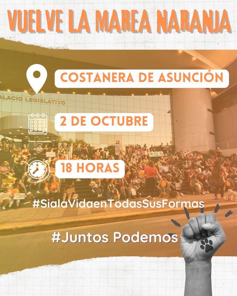 La colectividad animalera convoca a una marcha por la defensa de los animales en la Costanera de Asunción, este miércoles, desde las 18:00.