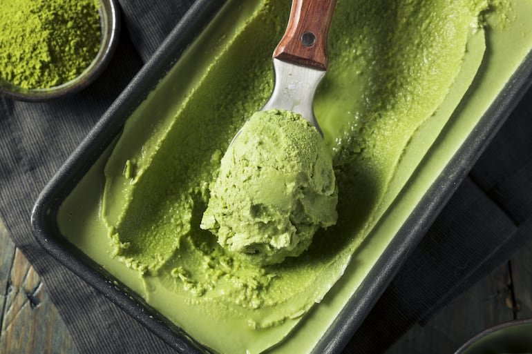 Helado de té verde.