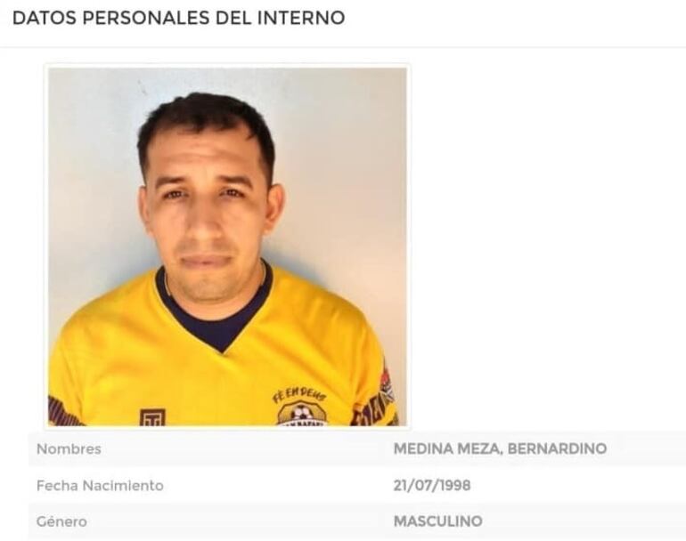 El interno Bernardino Medina Meza fue llevado al hospital por problemas de salud, pero aprovechó un descuido y se fugó.