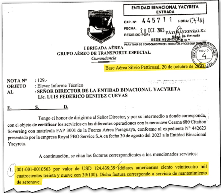 Otro de los reportes hechos por la FAP sobre el  mantenimiento de la aeronave presidencial.