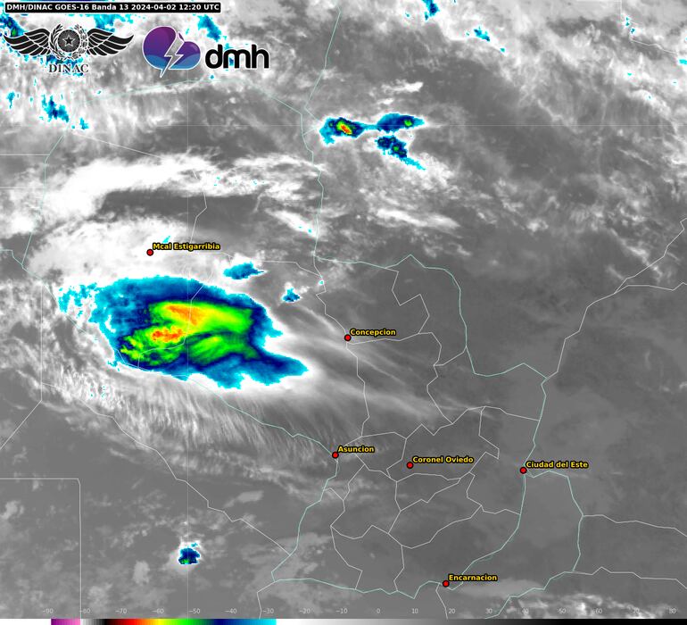 Imagen satelital compartida por la Dirección de Meteorología.