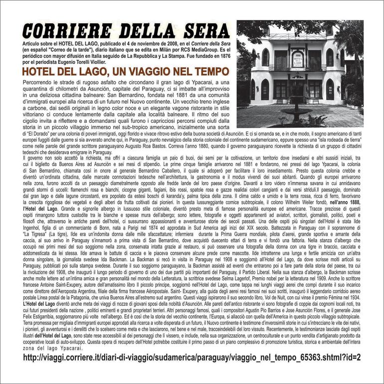 El Hotel del Lago visto por el principal diario italiano.