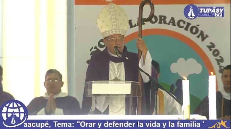 Imagen de referencia: una captura de pantalla de la transmisión en vivo de la misa celebrada hoy en Caacupé.