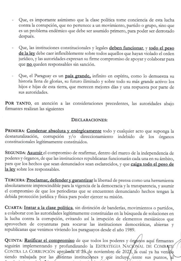 Puntualmente el punto 3 del documento emanado de la Cumbre de Poderes hablaba del resguardo a la prensa.