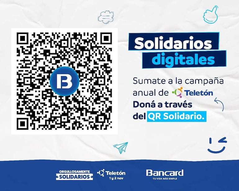 El QR de Bancard para donar a Teletón.
