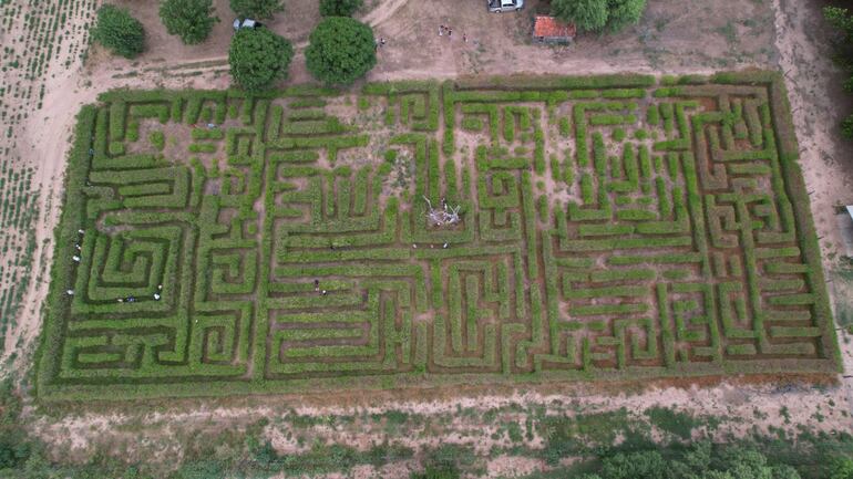 Vista aérea del laberinto verde en el Chaco, el lugar se puede visitar con niños. 