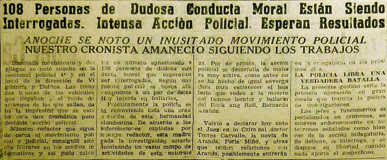 El diario El País publicó el 12 de septiembre que la policía estaba investigando a "108 personas de dudosa conducta moral". Desde entonces, el número 108 designó en Paraguay a los homosexuales.