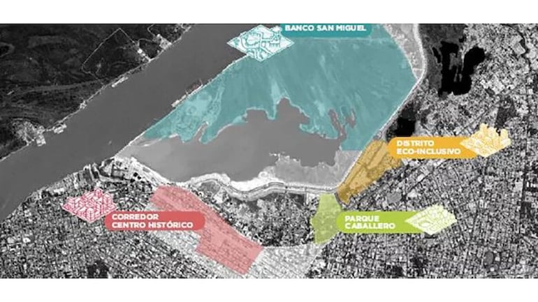 Mapa del proyecto de Resiliencia Urbana en la Franja Costera de Asunción compartido por el Banco Mundial en su portal web.