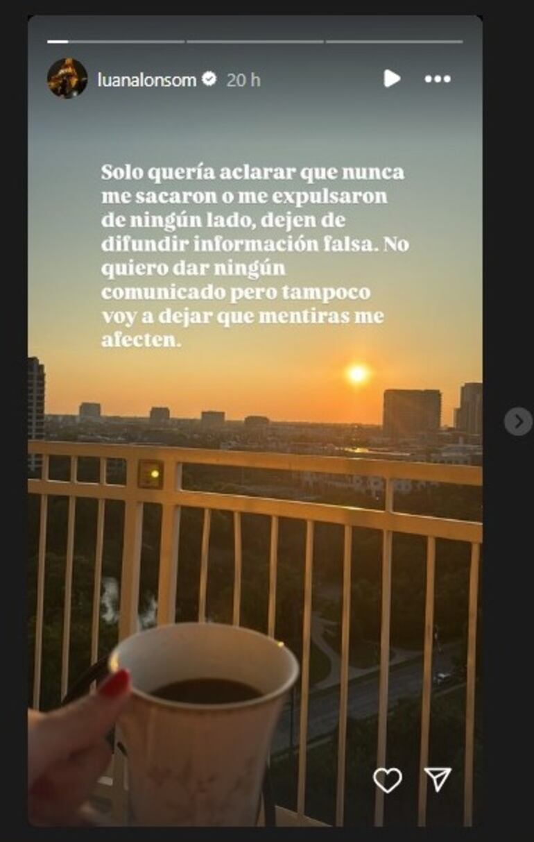 Publicación de Luana Alonso en Instagram.