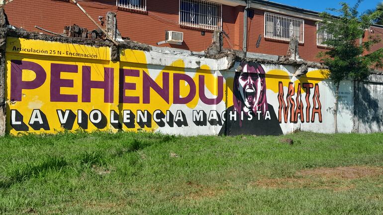 Mural realizado por la articulación 25N en conmemoración al día Internacional de la Eliminación de la violencia hacia las Mujeres.