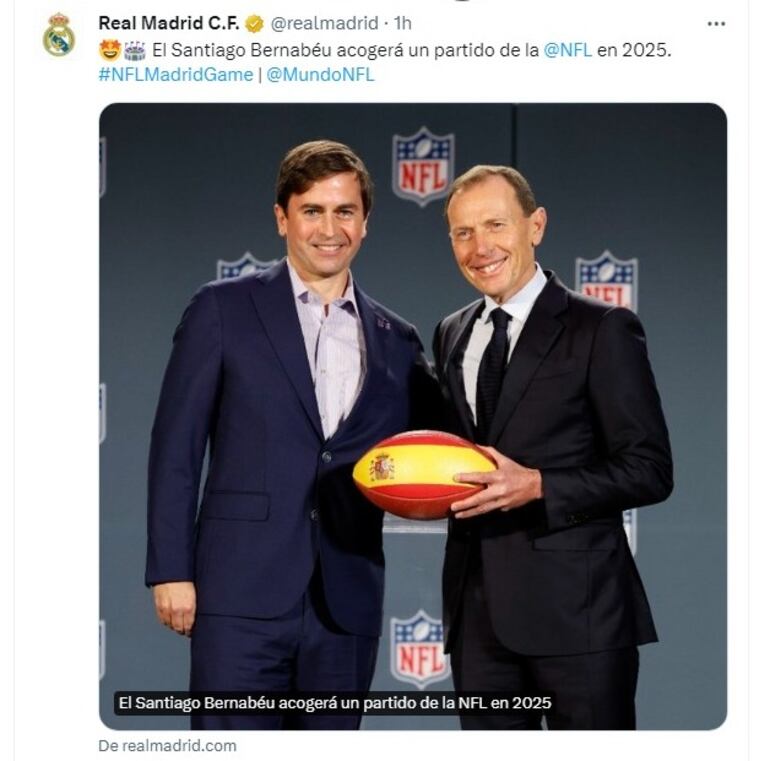 Real Madrid anunció la llegada de la NFL en la temporada regular 2025.