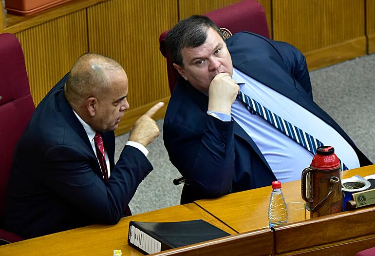 El senador colorado Basilio "Bachi" Núñez junto al senador Dionisio Amarilla.