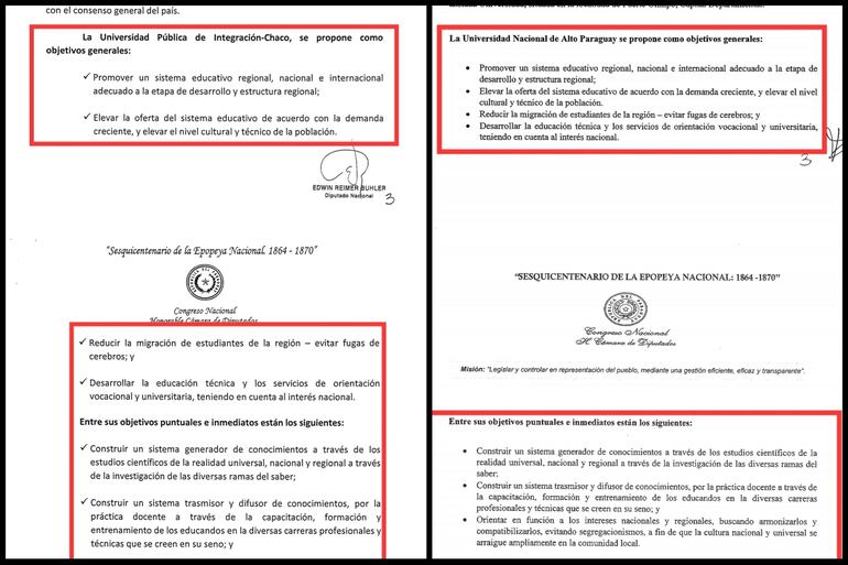 Plagio en justificación de motivos para creación de Universidades en el Chaco