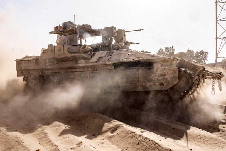 Un tanque israelí en la Franja de Gaza.
