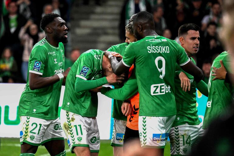 Celebración de los jugadores del Saint-Étienne