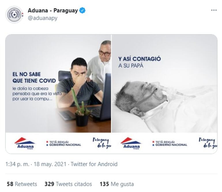 Polémica campaña lanzada en las redes de la Aduana ayer. El posteó generó numerosas críticas.