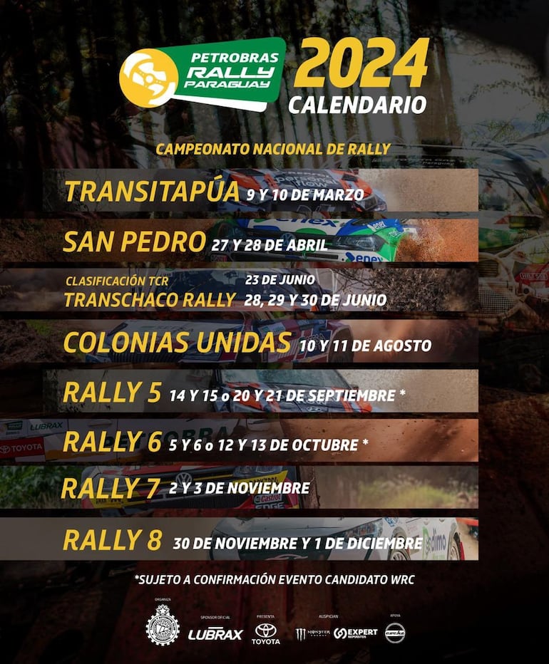 Fechas y sedes confirmadas para el Rally