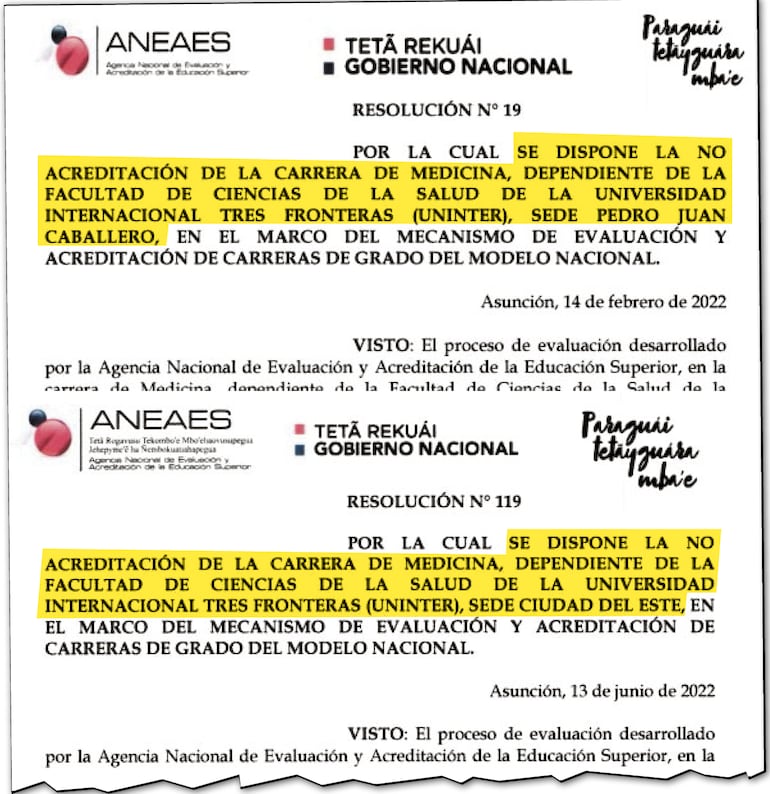 Resoluciones sobre  Uninter, que aparece en el portal del MEC con 692 títulos registrados este año.