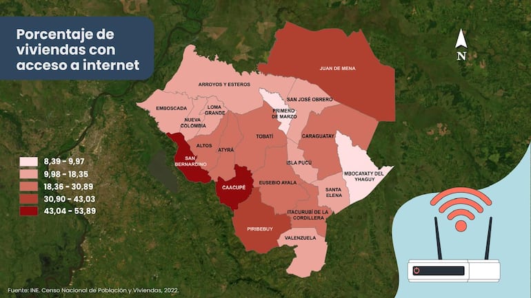 Acceso a internet en viviendas de Cordillera.