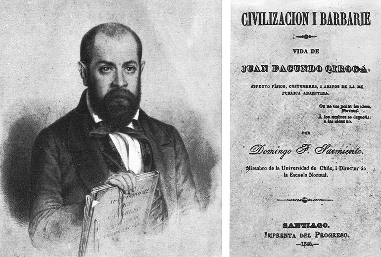 Domingo F. Sarmiento. Litografía de Narciso Desmadryl en la edición de Facundo de 1845.