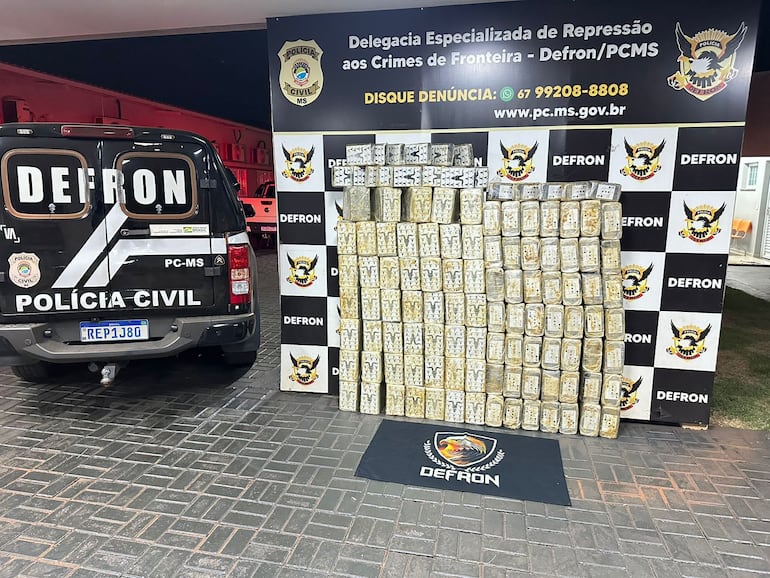 Carga de 500 kilos de droga incautada en Ponta Porã, ciudad brasileña fronteriza con Pedro Juan Caballero