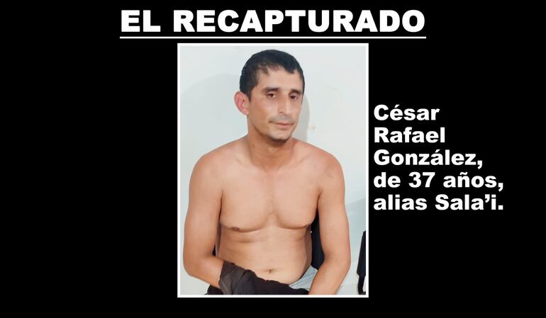 César Rafael González, alias Sala'i, supuesto asaltante recapturado en Ciudad del Este y ahora preso en Emboscada.