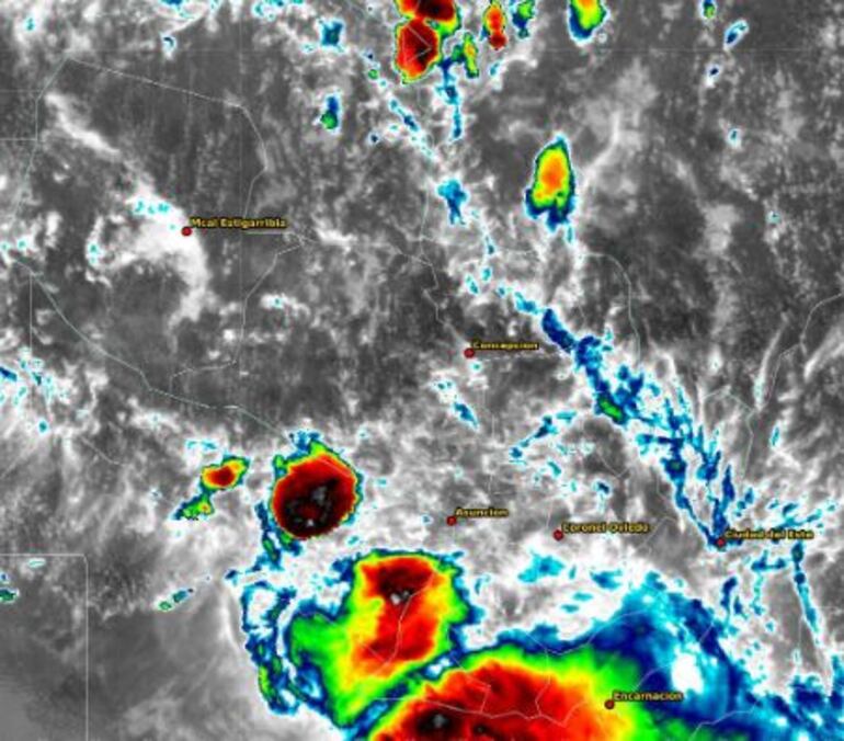 Puntos de tormentas en varios sectores del país, según mapa de Meteorología.