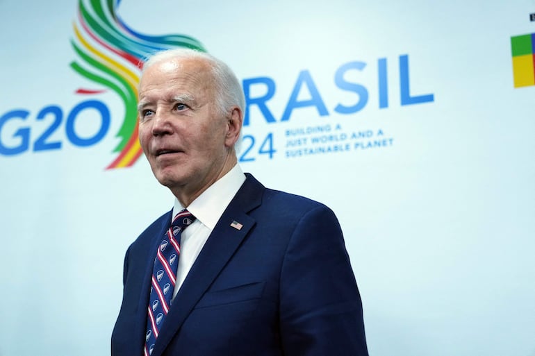 El presidente de Estados Unidos, Joe Biden en la cumbre de líderes G20, en Brasil