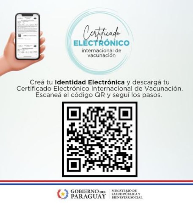 Pasos para crear un certificado electrónico de vacunación. (gentileza de MSPBS).