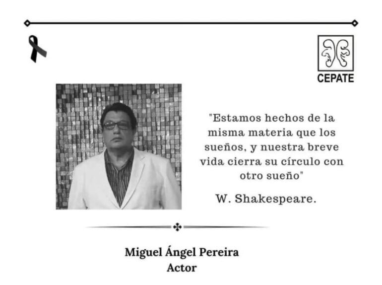 El Centro Paraguayo de Teatro informó sobre el fallecimiento de Miguel Ángel Pereira, conocido actor paraguayo.