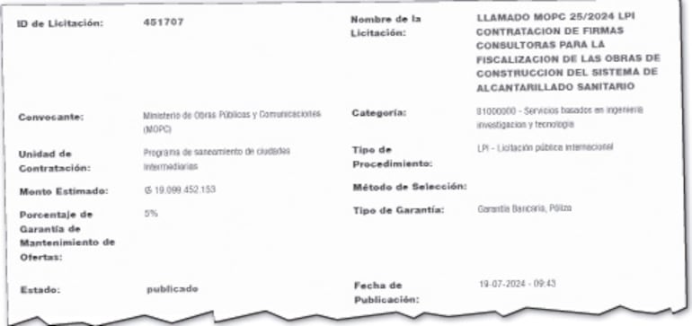 En la DNCP no aparece el millonario contrato para fiscalización de obras