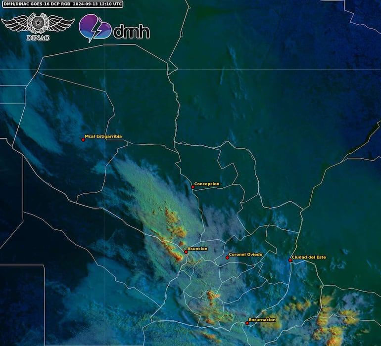 Núcleos de tormenta sobre el territorio nacional.