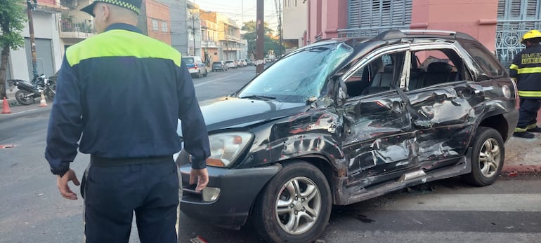 choque en microcentro de Asunción