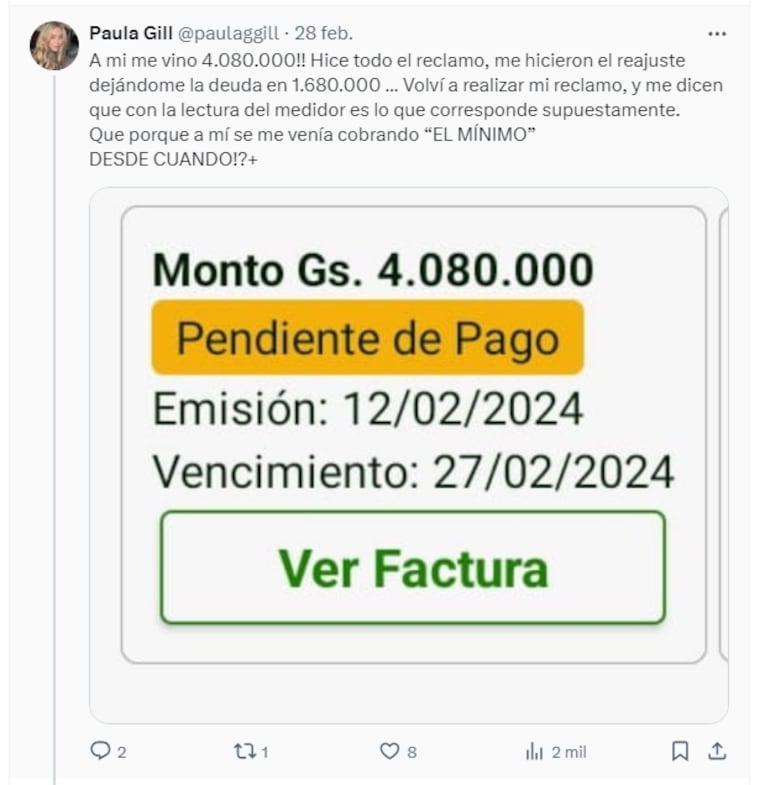 Usuarios de la ANDE se quejan por aumento de consumo de energía eléctrica.