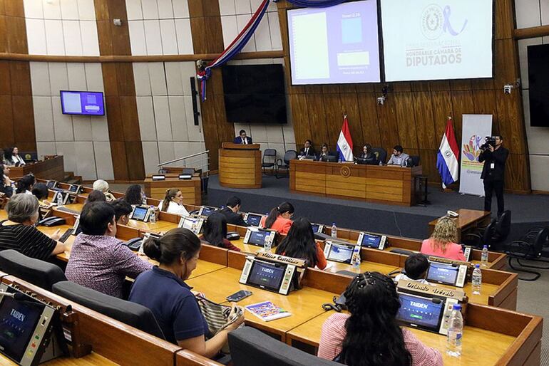 Niños  asistieron a la audiencia pública ayer en Diputados.