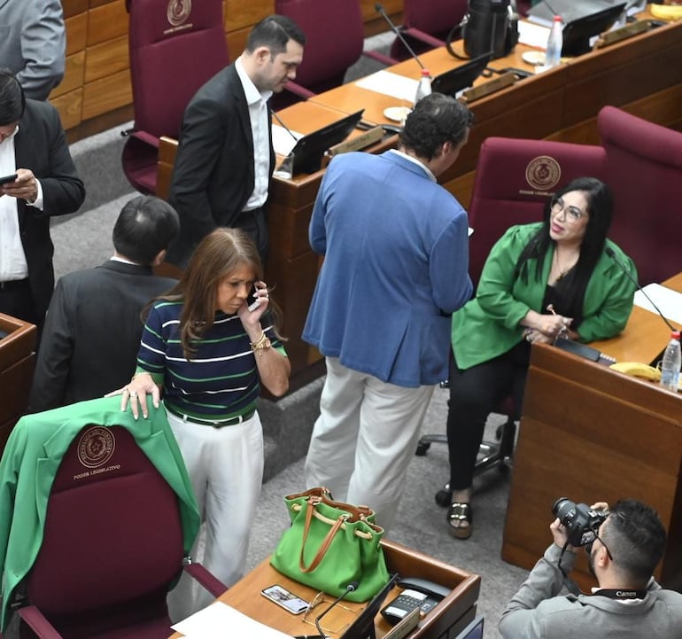 Celeste Amarilla y Yamy Nal en la sesión del Senado.