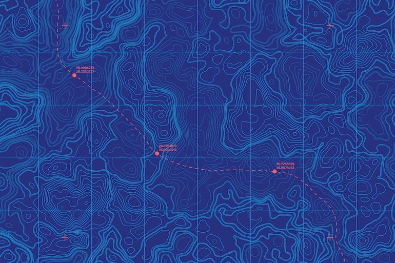 Mapa topográfico de profundidad del mar, imagen ilustrativa.