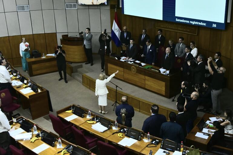 Alicia Pucheta jura como representante del Poder Ejecutivo ante el Consejo de la Magistratura en medio de escrache y empujones por violar la Constitución Nacional.