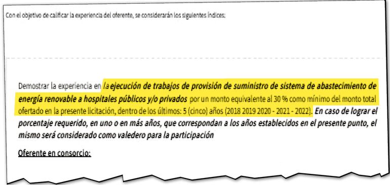 Un ítem completamente diferente y específico se estableció en el último llamado con ID 424.350 para la adquisición también de sistemas de paneles solares.