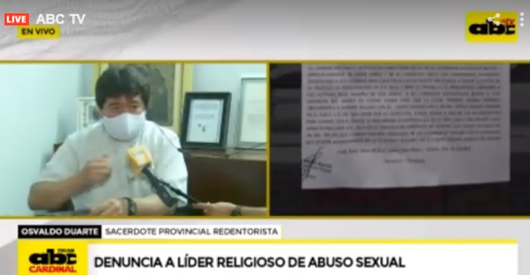 Captura de pantalla de la entrevista a Osvaldo Duarte, sacerdote provincial redentorista.