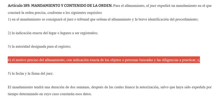 Fragmentos de los documentos publicados por el senador Rafael Filizzola en su cuestionamiento a la orden del juez Osmar Legal sobre el allanamiento a la casa del diputado Eulalio Lalo Gomes.